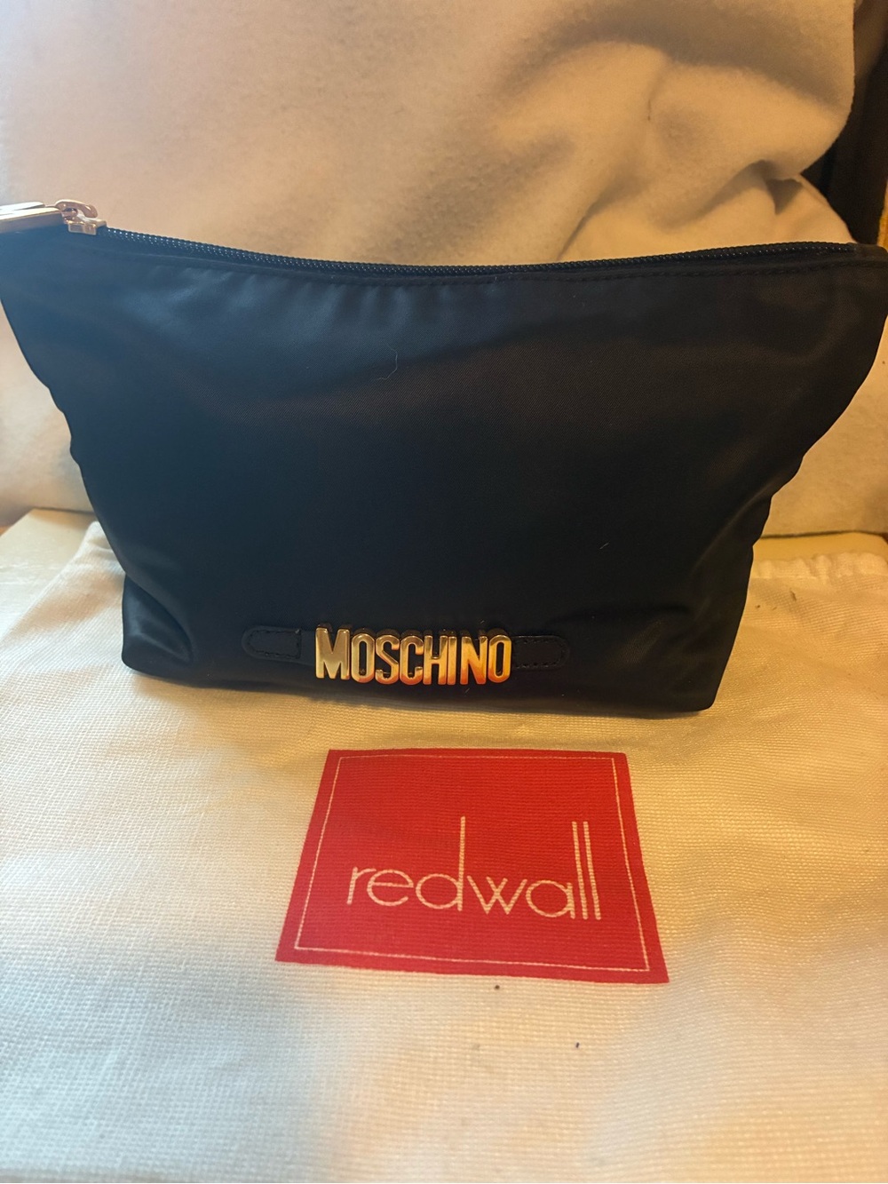 Moschino by Redwall Vintage 1992 Black wNylon Zip Pouch